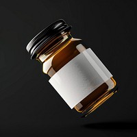 Clear jam jar bottle with white label black background container cosmetics.