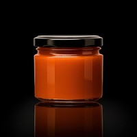 Orange jam jar mockup food black background freshness.