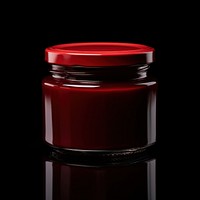 Red jam jar mockup black black background container.