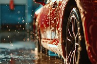 Washing car vehicle wheel tire.
