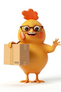 Chicken in delivery costume box cardboard carton.