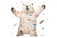 Happy polar bear celebrating art confetti animal.