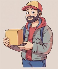 Delivery man cardboard box delivering.