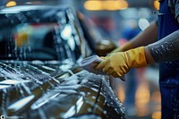 Cleaning car vehicle transportation windshield.