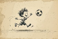 Retro boy character football drawing sports.