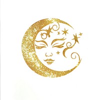 Crescent moon gold white background representation.