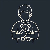 Logo of person holding teddy bear line creativity blackboard.