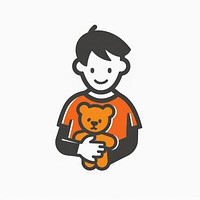 Logo of person holding teddy bear cartoon representation togetherness.