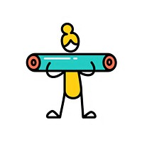 Logo of person holding yoga mat line creativity cartoon.