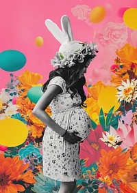 The pregnant woman painting flower easter.