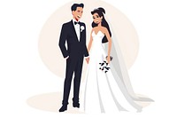 Groom and bride in wedding dress fashion adult gown.
