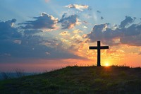 A jesus cross sky graveyard outdoors.