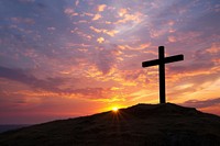 A jesus cross sky outdoors sunrise.