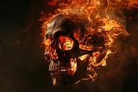 Skull fire flame black background aggression halloween.