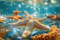 Starfish bright sea invertebrate.