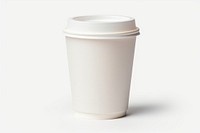 White paper cup coffee mug white background.