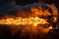 Train fire flame explosion bonfire vehicle.
