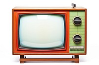 Vintage television with cut out screen white background electronics technology.