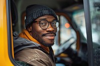 Young multi ethnic delivery driver portrait glasses adult.