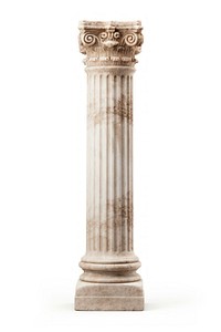 Roman pillar architecture column white background.