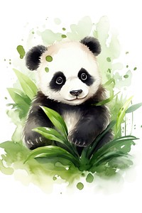 Watercolor of panda wildlife animal mammal.