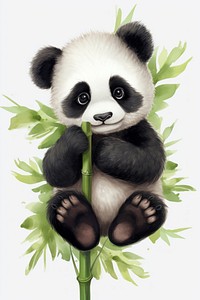 Watercolor of panda animal mammal bear.