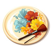 Colour painting plate with a brush isolated white background paintbrush creativity.