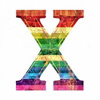 Rainbow with alphabet X symbol purple number.