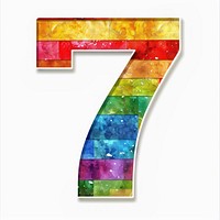 Rainbow with number 7 pattern font text.
