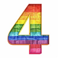 Rainbow with number 4 symbol text.