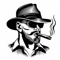 Havana smoking cigar drawing black smoke.