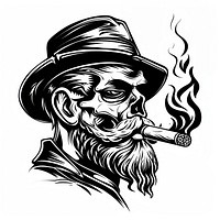 Havana smoking cigar drawing sketch black.