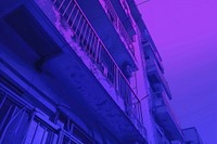 Apartment blue purple city.