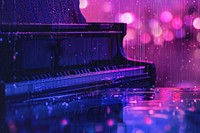 Piano in the rain piano keyboard purple.