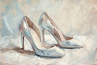 Close up on pale High heels footwear painting shoe.