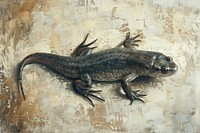 Newt salamander wildlife painting.