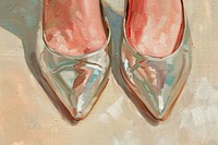 Sliver highheels footwear painting shoe.