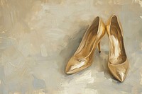 Gold highheels backgrounds footwear painting.