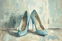 Light blue highheels painting footwear shoe.