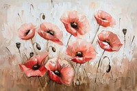 Close up on pale red poppy flowers painting plant art.