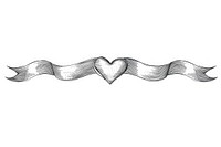Ribbon with hearts drawing sketch line.