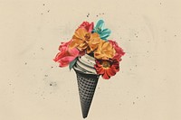 Paper collage of ice cream flower dessert food.