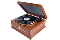 Record player white background electronics gramophone.