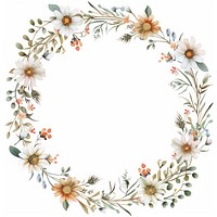 Little daisy circle border pattern wreath white background.