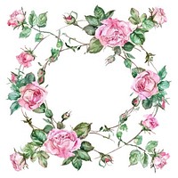 Ribbon rose square border pattern flower wreath.