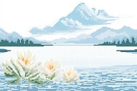 Cross stitch water lily landscape outdoors nature.