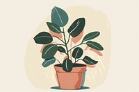 Drawing potted plant leaf houseplant flowerpot.