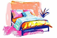 Drawing bed furniture painting bedroom.