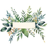 Ribbon with bouquet leafs plant white background graphics.