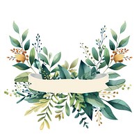 Ribbon with bouquet leafs pattern plant white background.